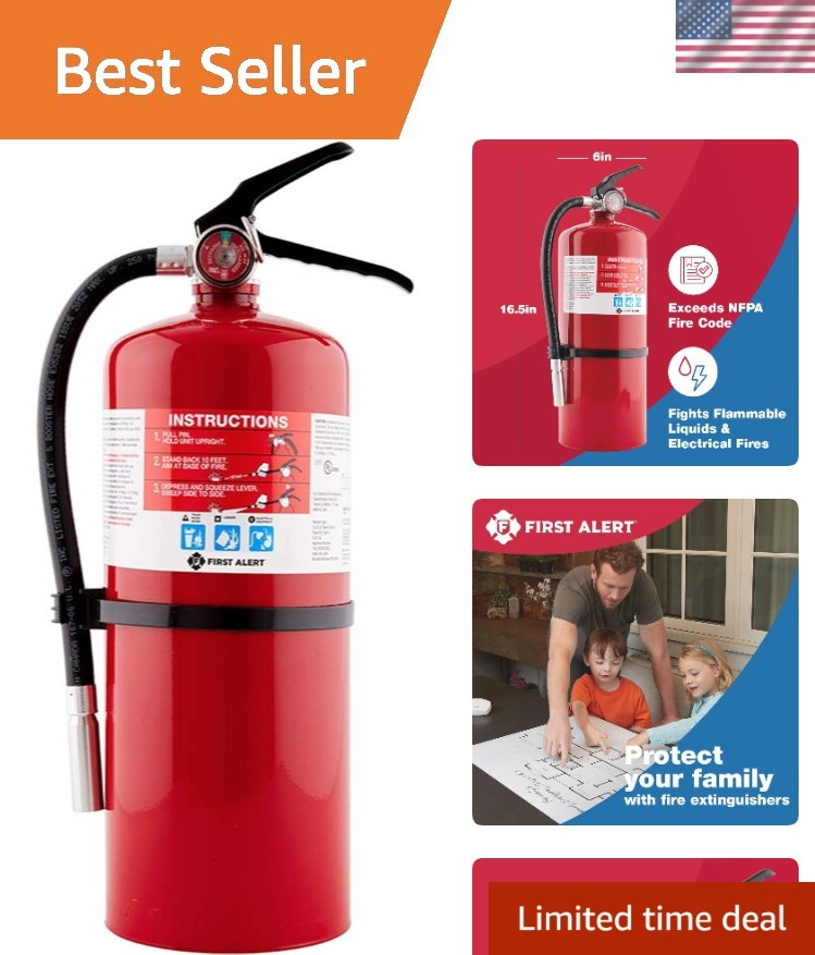 12- Limited Rechargeable Fire Extinguisher, Rated Safety Solution in Red