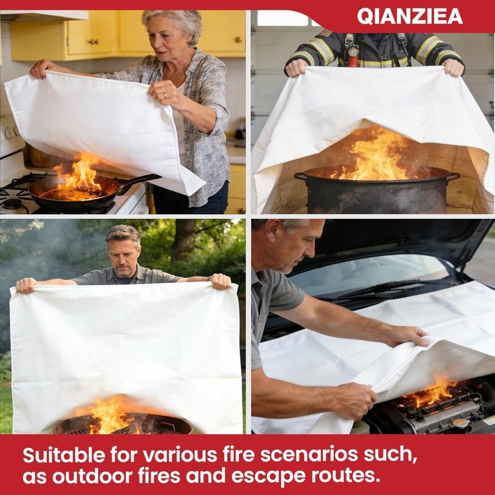 4 Pack Fire Blanket 40” x 40” – Emergency Fire Blanket for Kitchen & Home,
