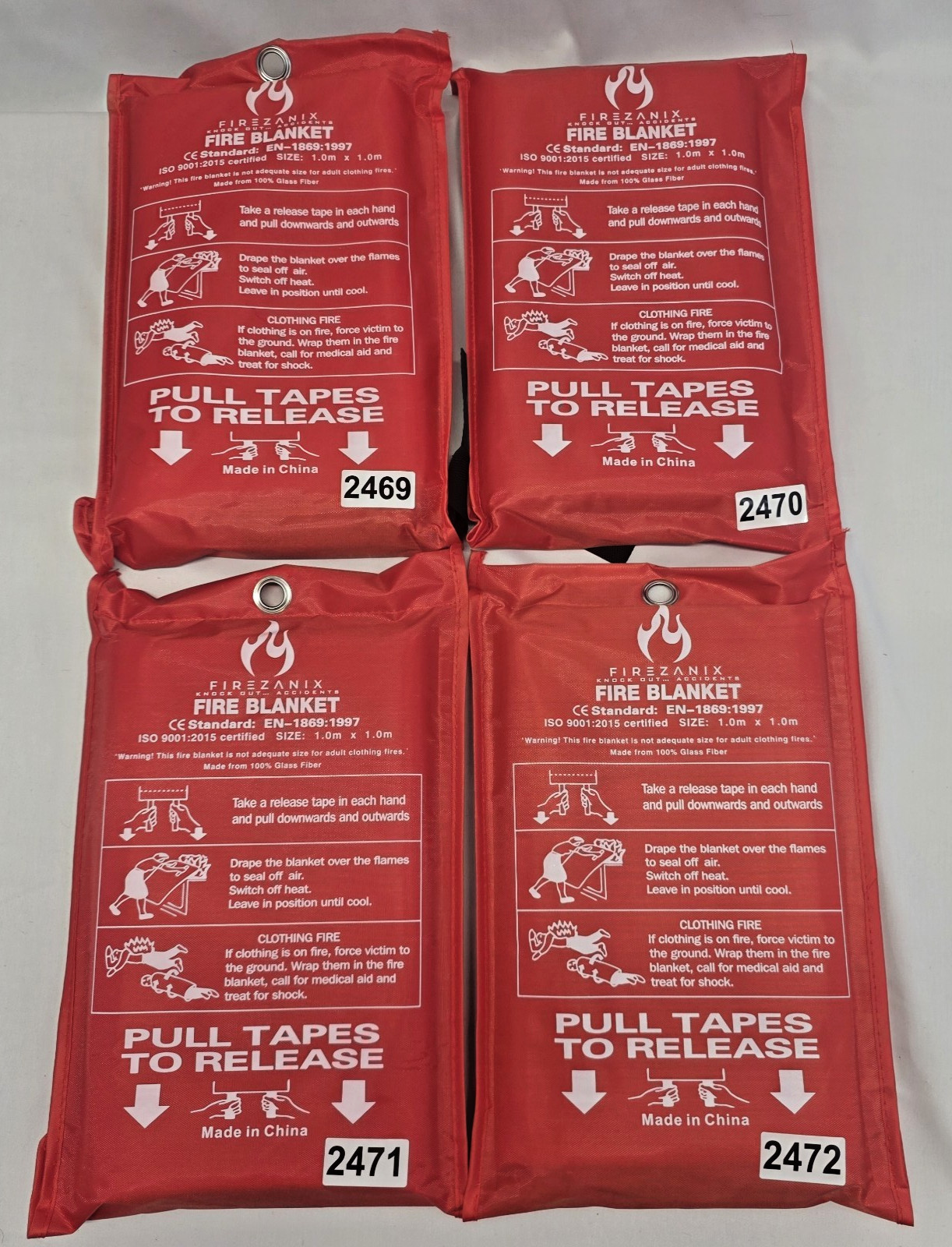 Firezanix Fire Blanket 1m x 1m EN1869 Emergency Fiberglass Safety Blanket NEW