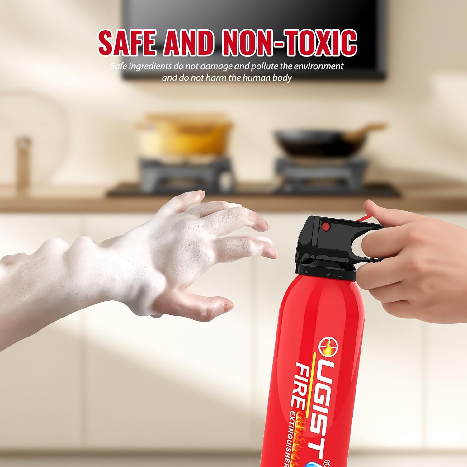 Small Portable Fire Extinguisher for Home and Kitchen, 21Oz Each, 1-Pack, Water-