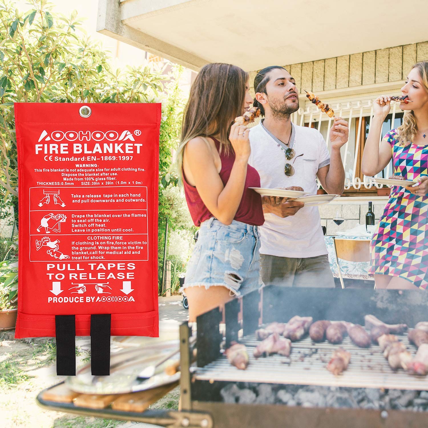 AOOHOOA Fire Blanket Fiberglass Emergency Fire Safety Blankets Flame Retardant P