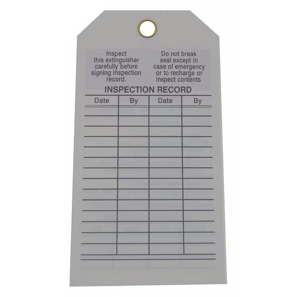 Fire Extinguisher Inspection Tags 25 Pack Polyester 5¾x3in White Durable
