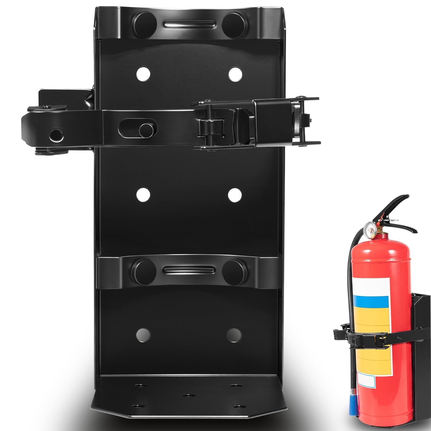 Heavy Duty Vehicle Mount,Fire Extinguisher Bracket and Base – St12 Steel Black,F