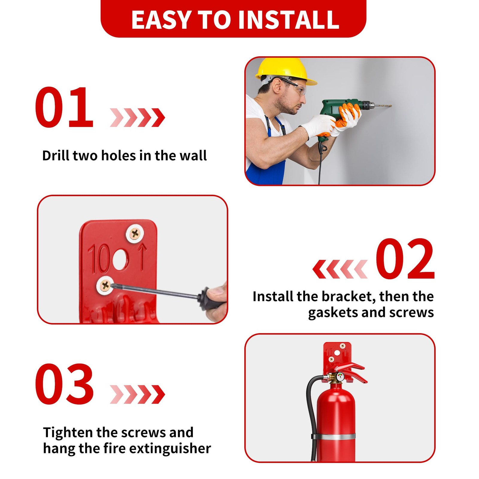 12 Pack Fire Extinguisher Bracket Universal Fire Extinguisher Wall Mounts Fir…