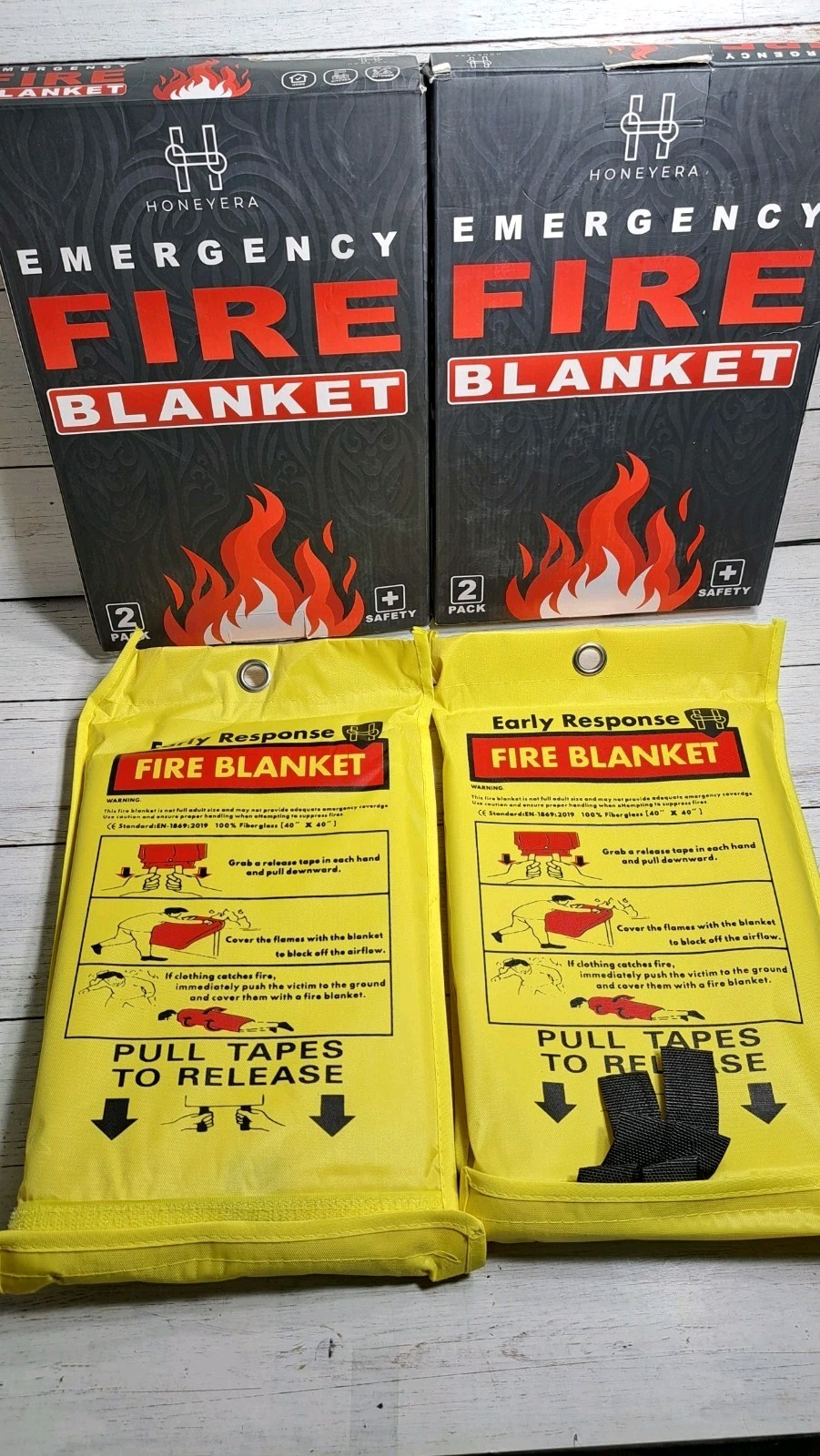 Emergency Fire Blankets 4 Pack Easy to Use for Fire Suppression Fiberglass