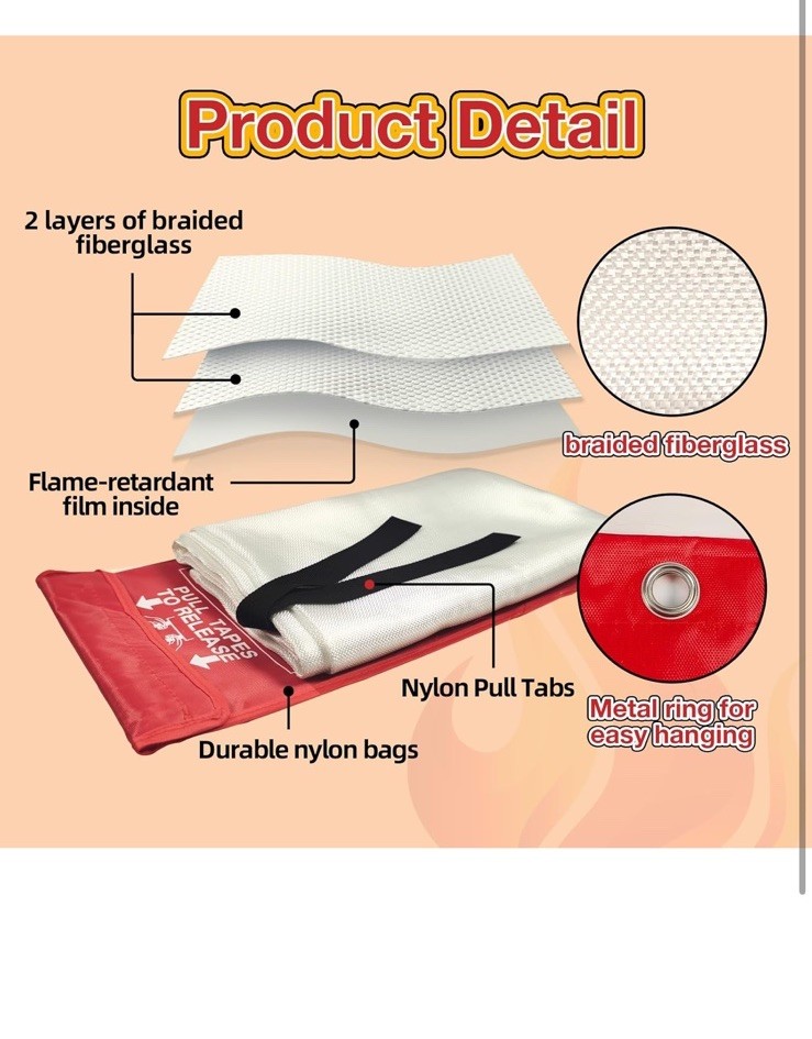 10 Pack Fire Blanket Emergency for Home Kitchen, 39 x 39 Large Emergency Fire