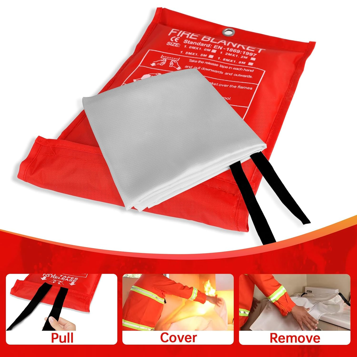 Fire Blankets for Home and Kitchen,4-Pack 40″X40″ Emergency Fire Safety Blankets
