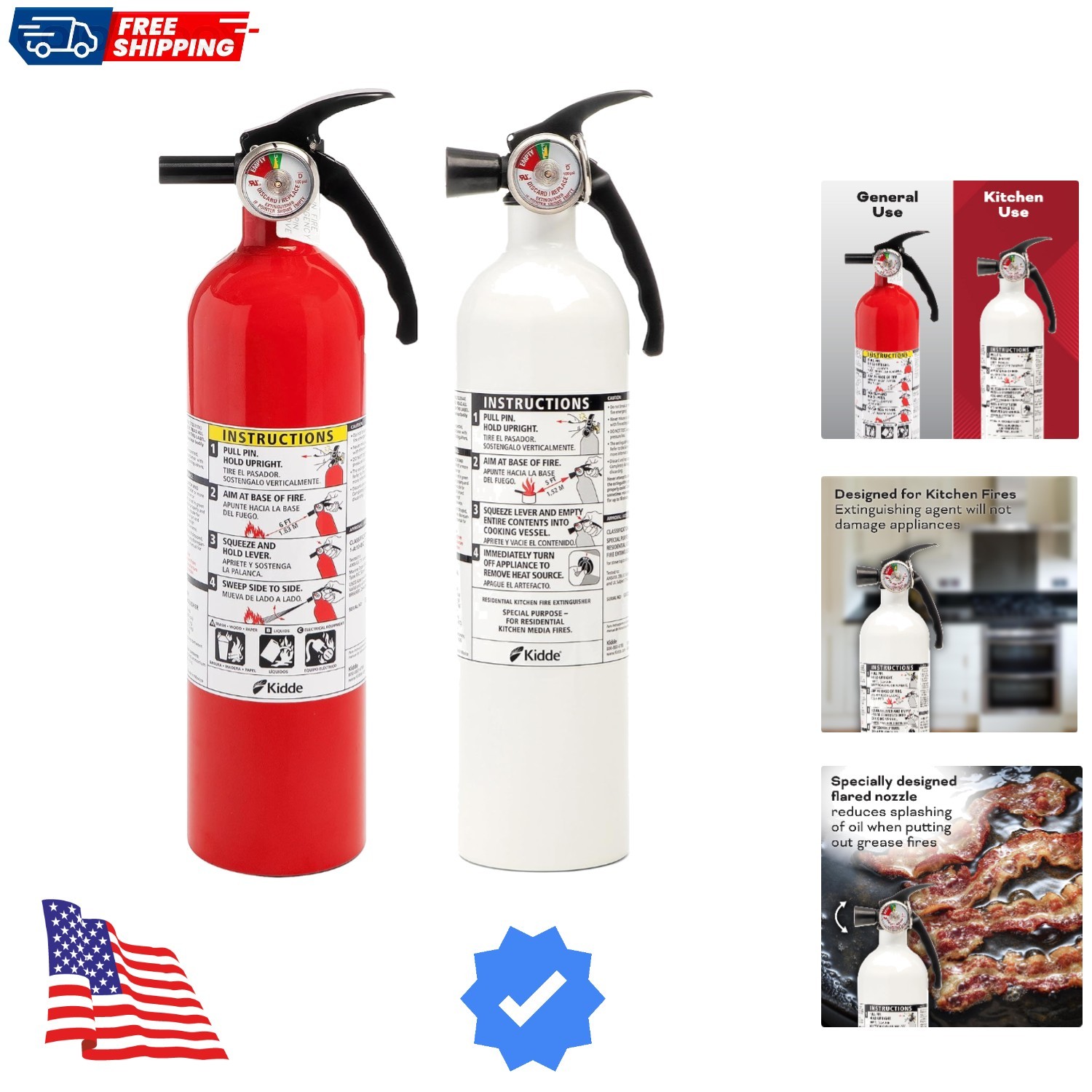 Kitchen Fire Extinguishers for Home & Office Use, 2 Pack: One 1-A:10-B:C and …
