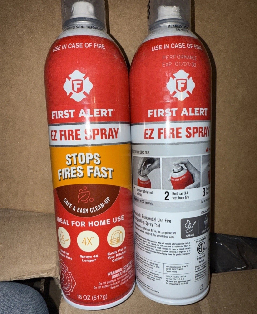 First Alert EZ Fire Spray, Extinguishing Aerosol Spray, Pack of 2