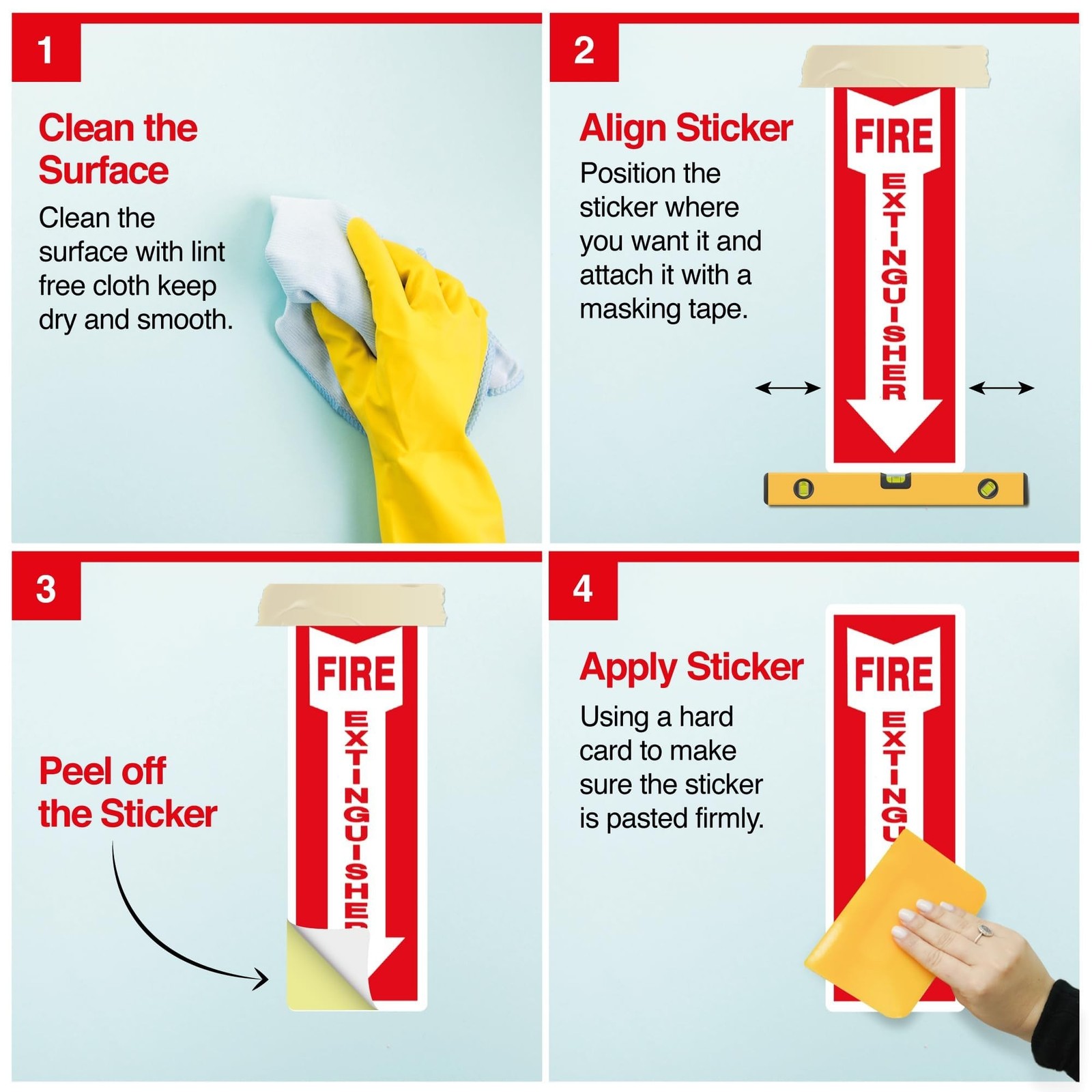 Pack of 12 Fire Extinguisher Stickers 4″x 12″- 5 Mil Vinyl – Fire Extinguishe…