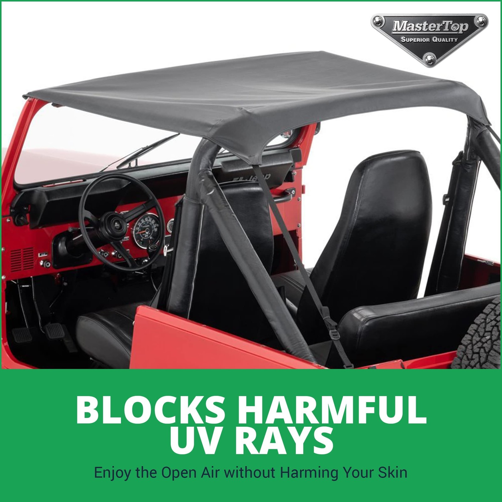 MasterTop Strap Style Bimini Top – Fits Jeep Wrangler YJ & CJ-7 1978-1991 – L…