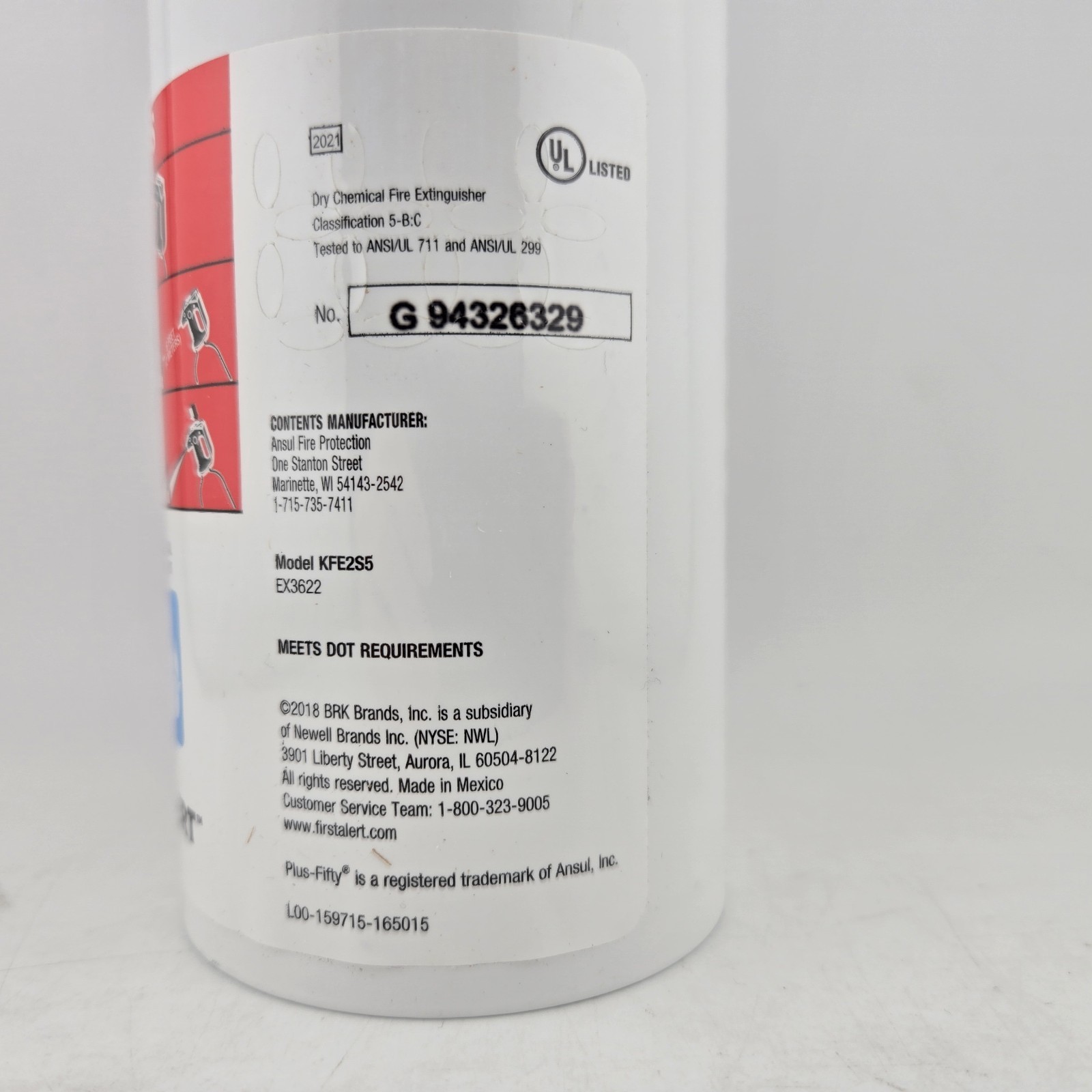 First Alert Kitchen Fire Extinguisher KFE2S5 UL Rated 5-B:C White 1 Pack NEW