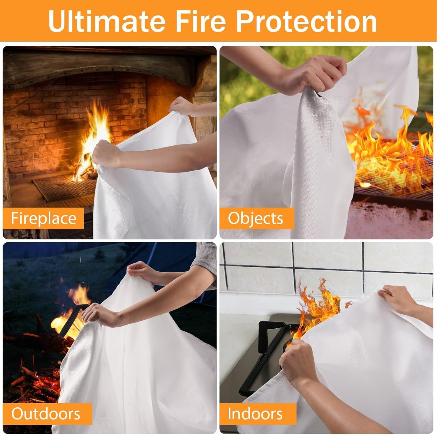 Fire Blanket Emergency for Home Kitchen – Fiberglass Fire Suppression Blanket…