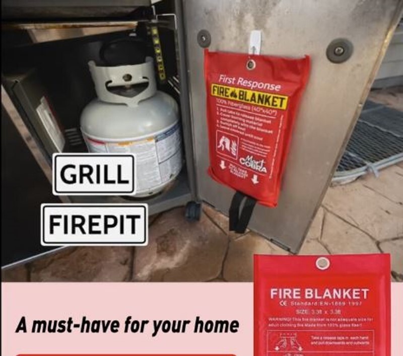 Fire Suppressor 2 Pack Blankets 39”x39” Large Fiberglass BBQ Kitchen Garage RV