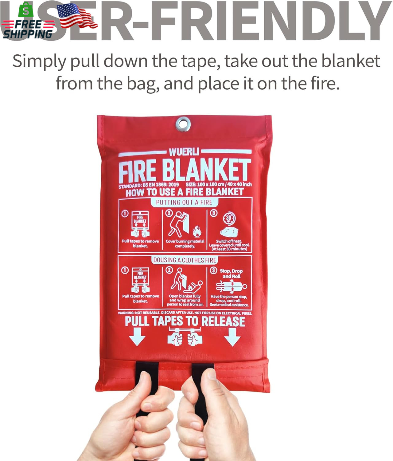 Fire Blanket for Home and Kitchen,40″ X 40″,4 Pack,Emergency Fire Blanket