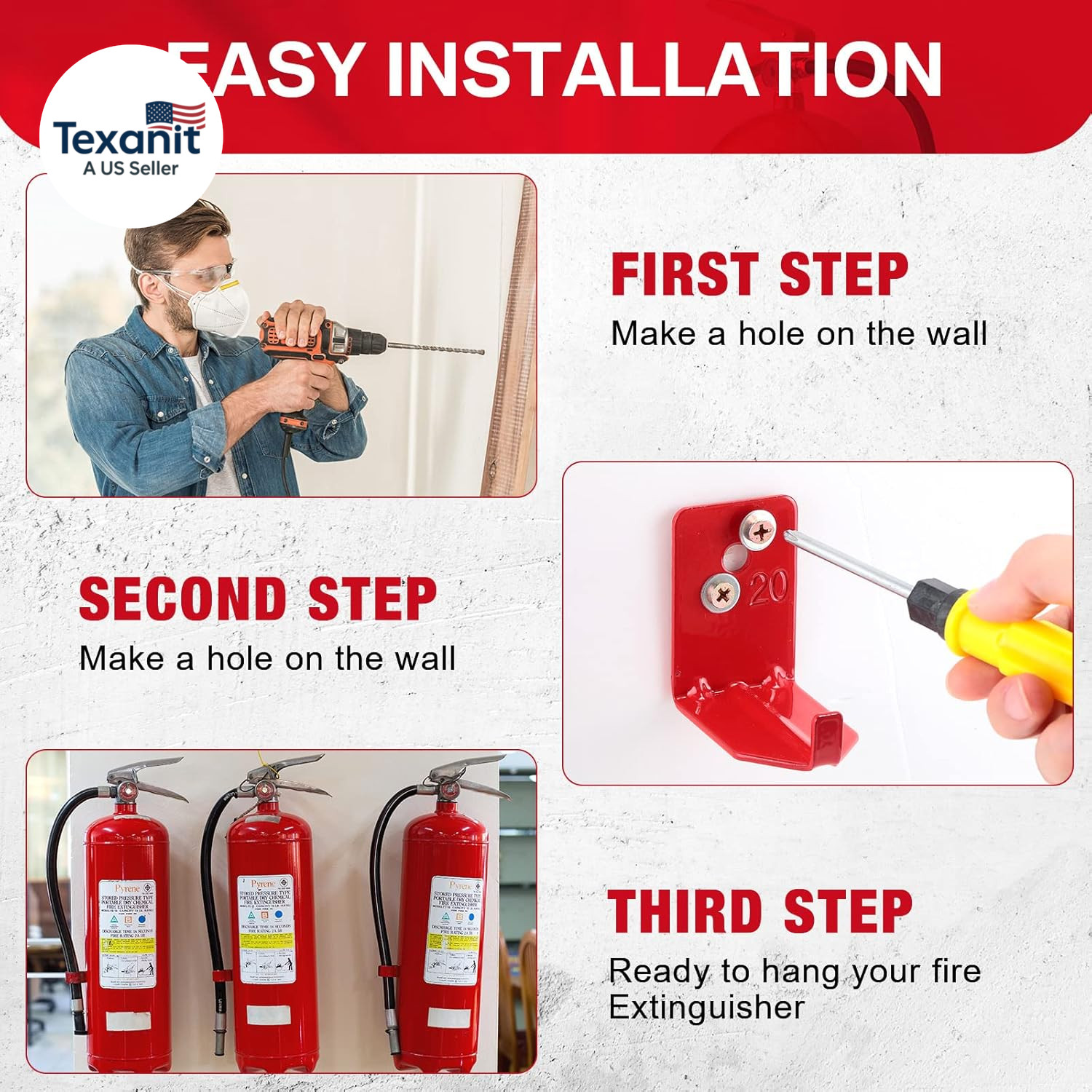 20 Pack Fire Extinguisher Mount Universal Bracket 5 to 40 Lb Fire Extinguisher H
