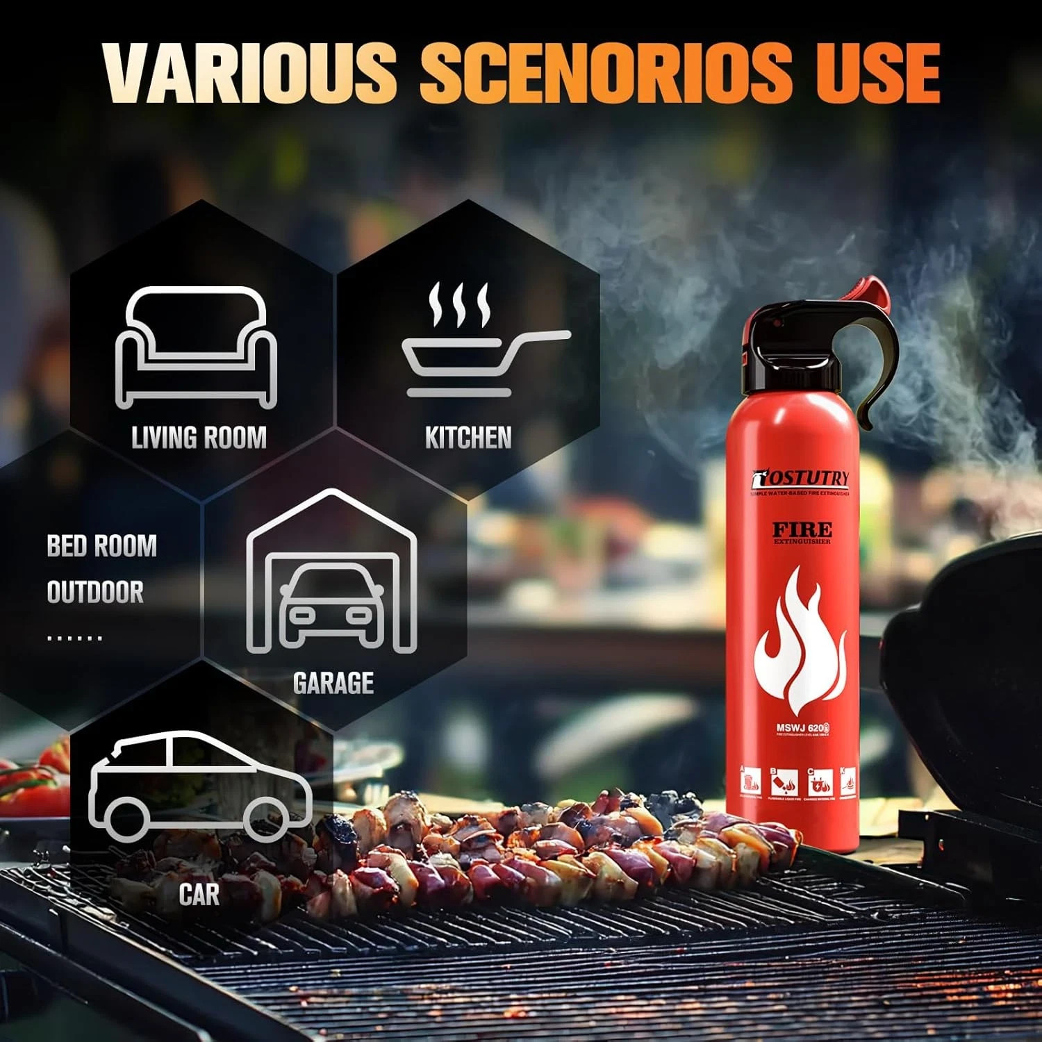 Upgraded 8-IN-1 Fire Extinguisher for Home Vehicle Car Kitchen Boat, Small Fire