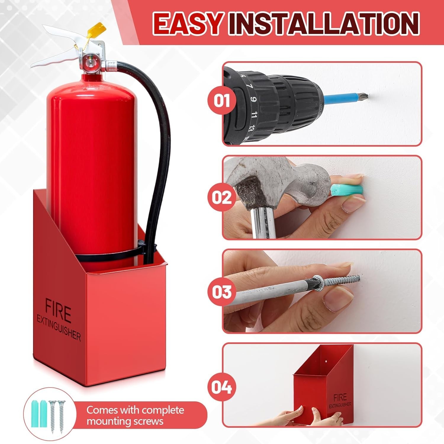 Fire Extinguisher Mount Wall Hook Bracket Include Screws, Fit 5lb Extinguishe…