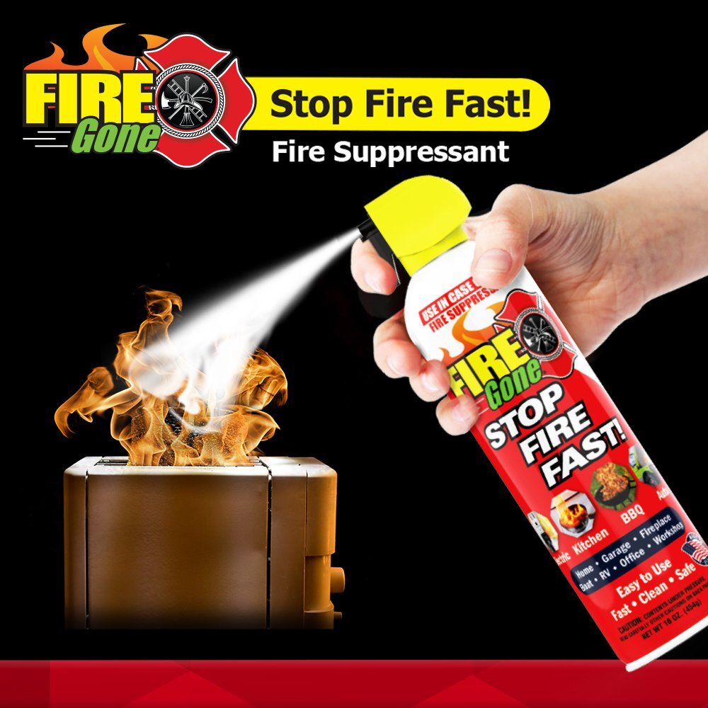 Fire Gone 16 oz Fire Extinguishing Suppressant Aerosol Can (Pack of 1) Class A,