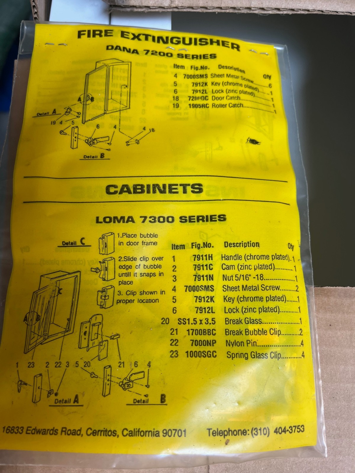 Potter Roemer Fire Extinguisher Cabinet Vertical Recessed