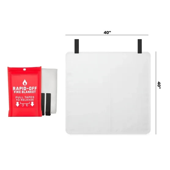 RAPID-OFF Emergency Fire Blanket 2 Pack Fiberglass Kitchen Garage Car Safety