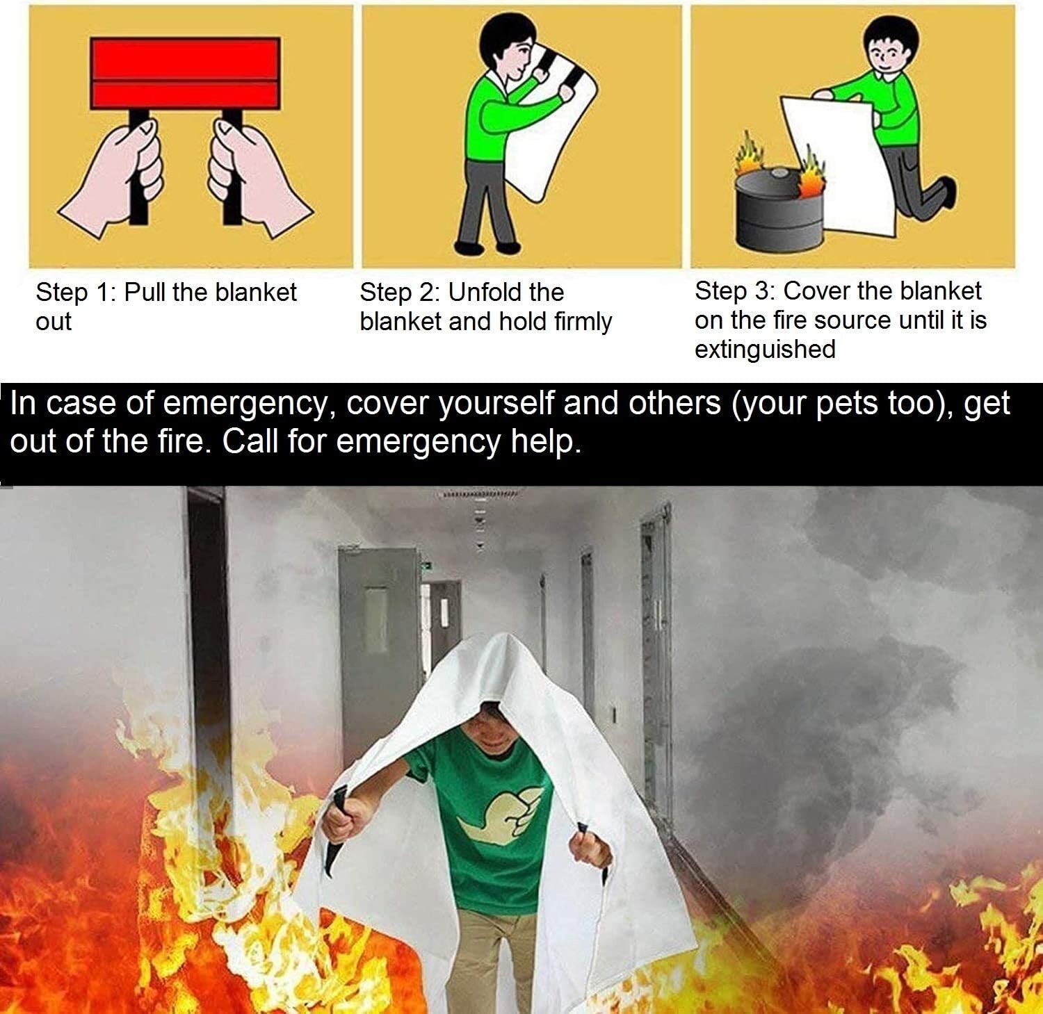 Fire Blanket For Home XXL- 79 x 79 Fire Blankets Emergency For People Fire Re…