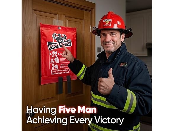 Lot of 2 FIVEMAN Emergency Fire Blanket – 40×40 inch Blanket, 2 Pairs of Gloves+