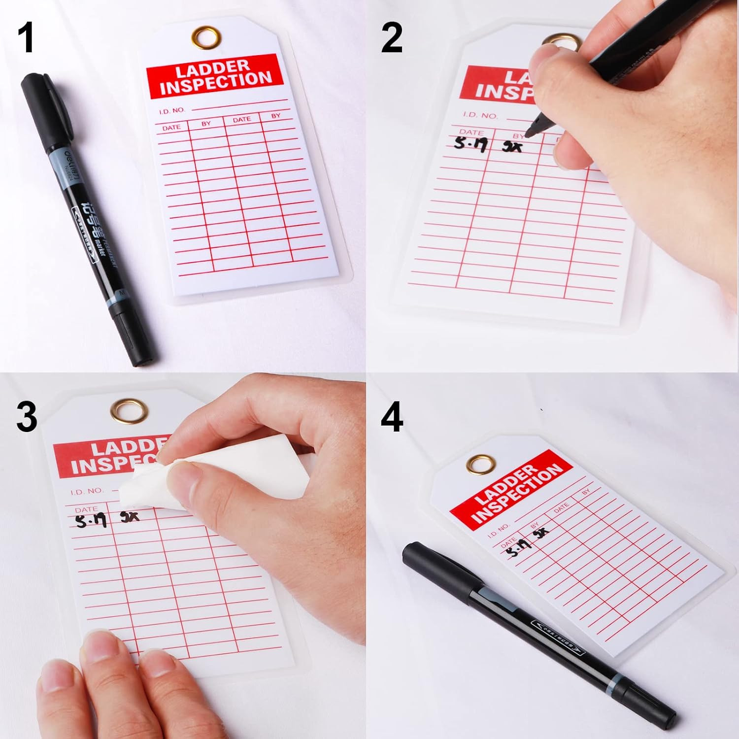 Ladder Safety Inspection Tags, Accident Prevention Tag, Double-Sided Inspection