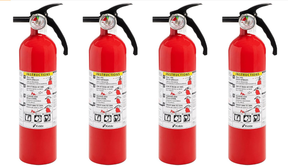 Kidde Fire Extinguisher for Home, 1-A:10-B,Red, 4 Pack with Bracket