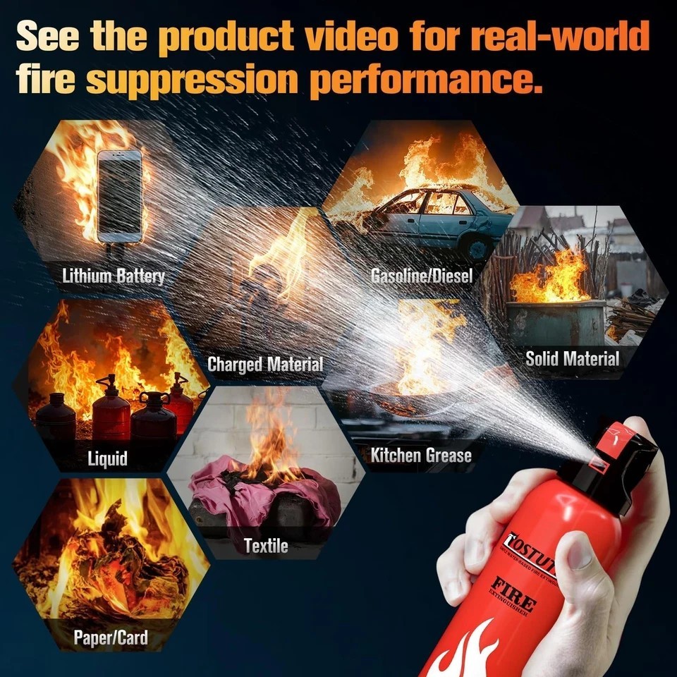 Upgraded 8-IN-1 Fire Extinguisher for Home Vehicle Car Kitchen Boat, Small Fi…