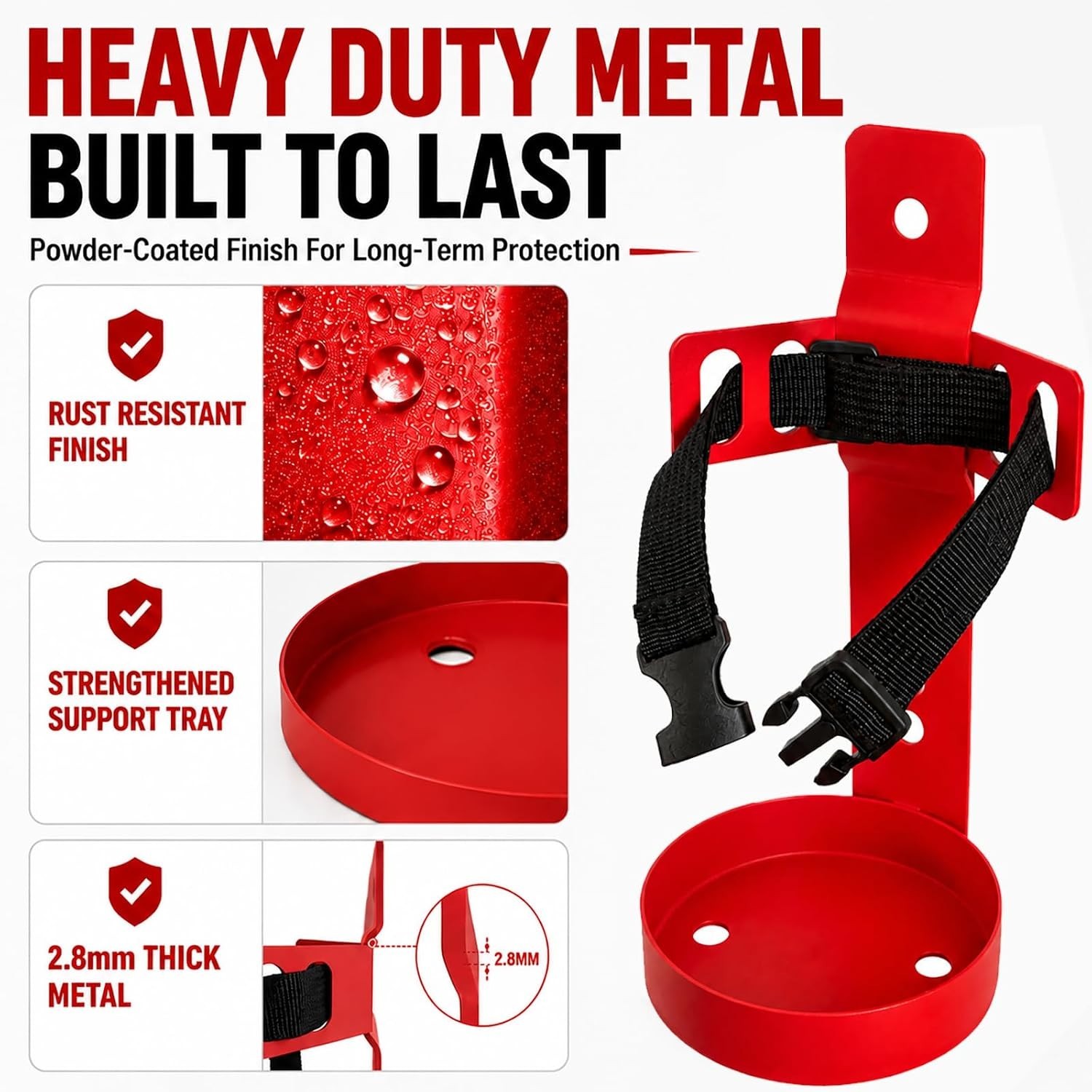 Compact Fire Extinguisher Wall Mount Bracket – Heavy Duty Quick Release Holde…