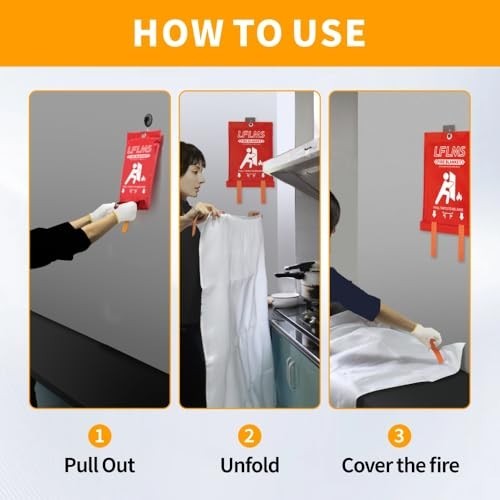 Fireproof Fiberglass Emergency Blankets – 4 Pack, 40″x40″ for Home, Kitchen, Cam