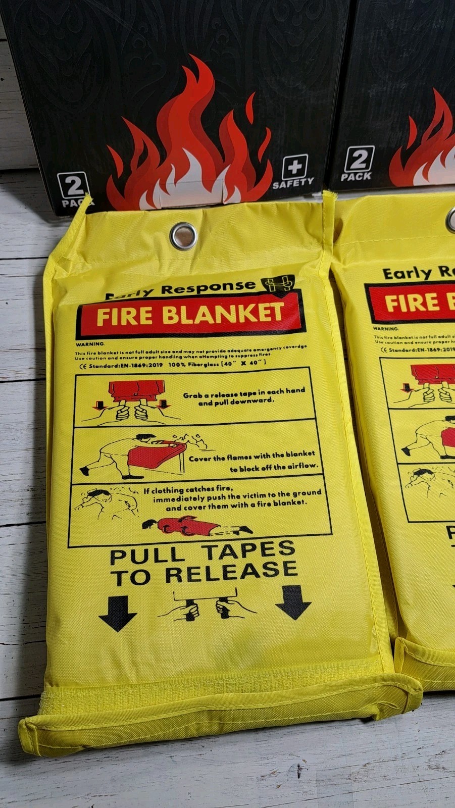 Emergency Fire Blankets 4 Pack Easy to Use for Fire Suppression Fiberglass