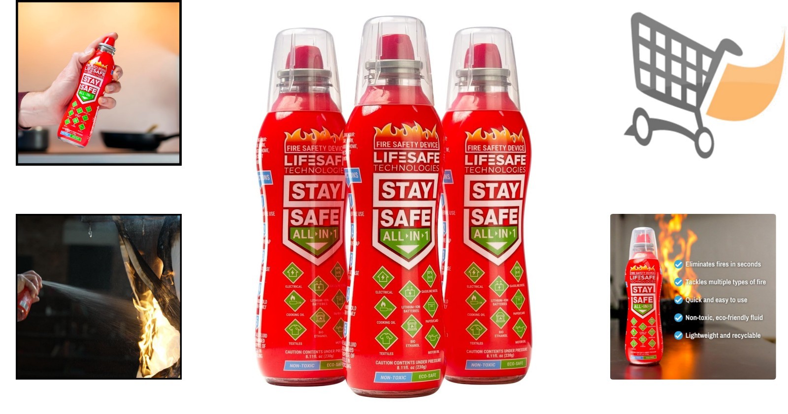 Fire Extinguisher Spray Non-Toxic Eco-Friendly Multi-Use for Home Kitchen Garage