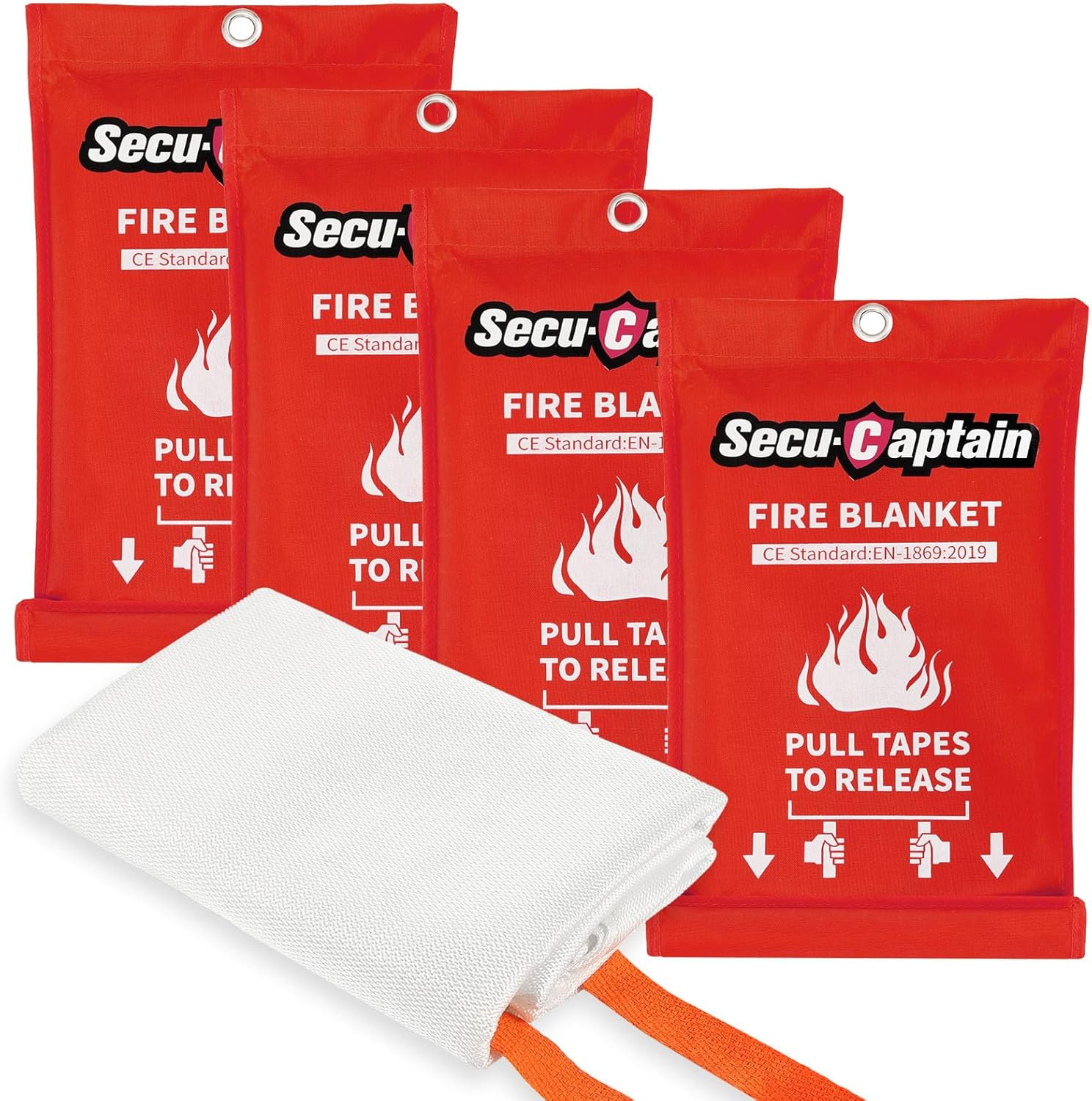 Emergency Fire Blanket for Home and Kitchen – 4 Pack 40″X40″ Flame Suppression F