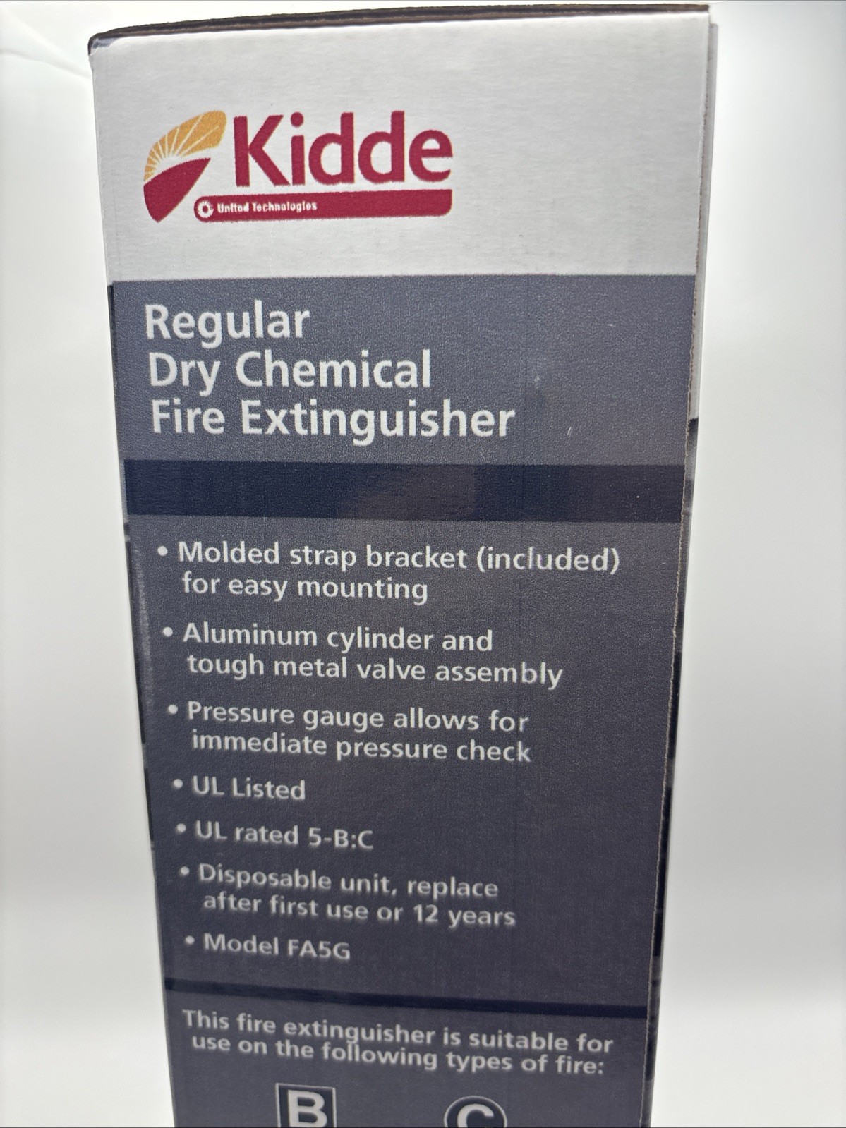 Kidde Fire Extinguisher UL Rated 5-B:C, Model FA5G BC Dry Chemical w/Bracket NEW
