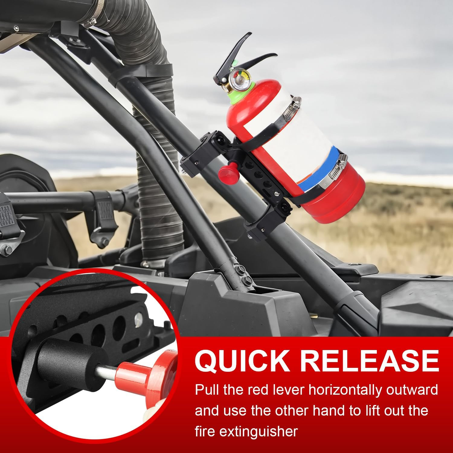 Quick Release Roll Bar Fire Extinguisher Mount Holder Bracket Kits Compatible wi
