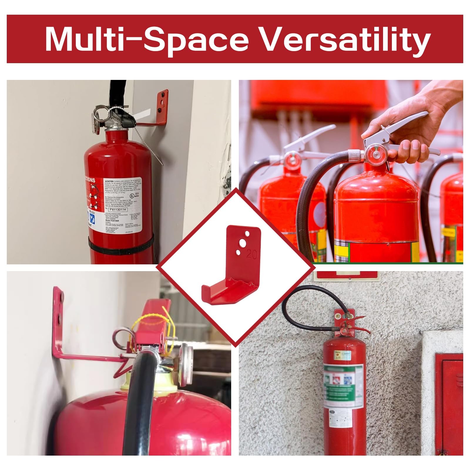 2 PCS Universal Fire Extinguisher Bracket Wall Mount Heavy Duty Hanger Hooks