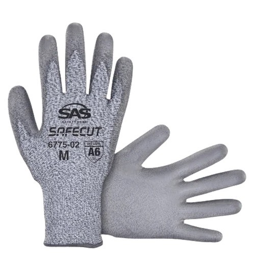 SAS Safety 6775-03 Protective Gloves L HPPE Cut A5 Gray Polyurethane Palm