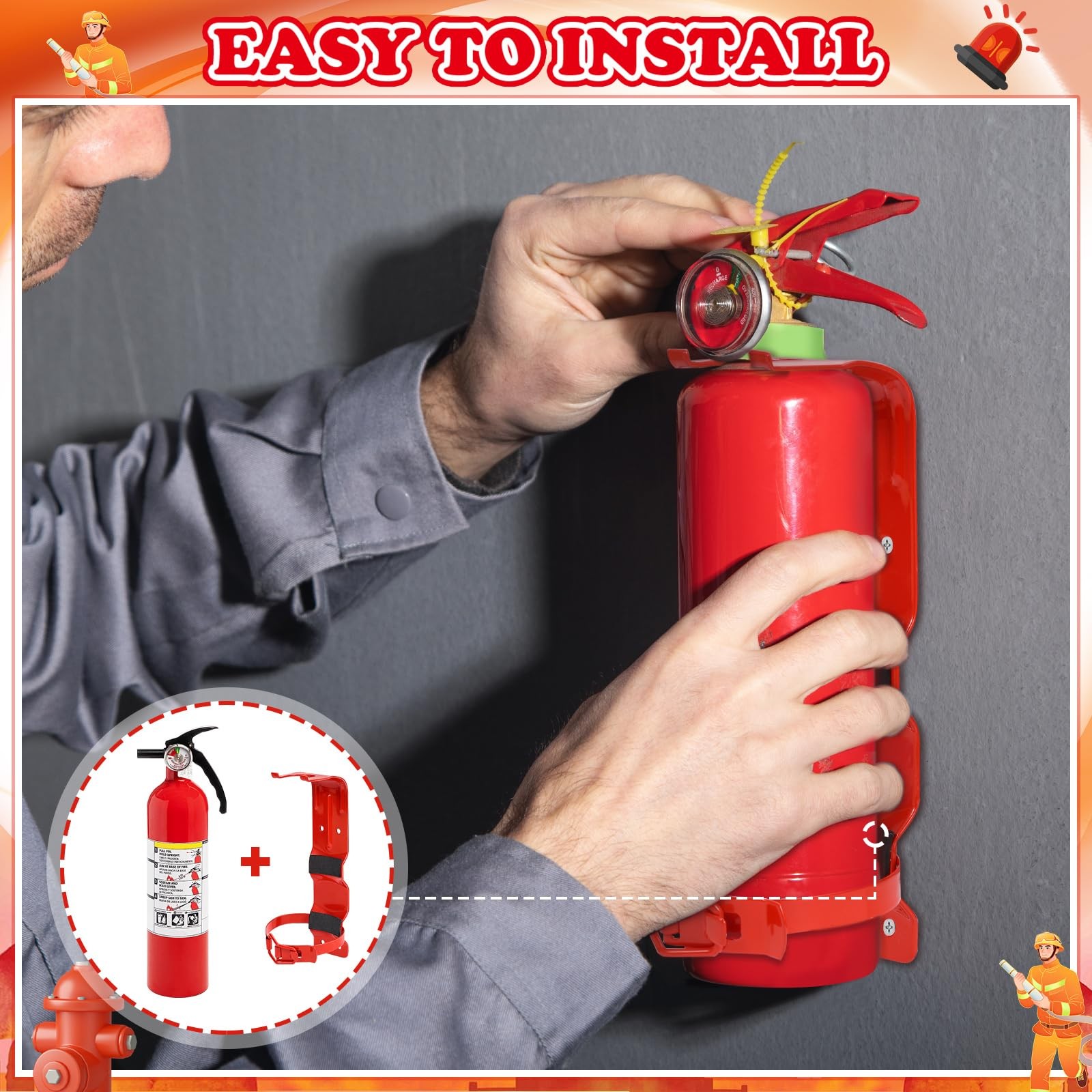 4 PCS Fire Extinguisher Mount Bracket Home Car Truck RV Wall Holder 2.5 Lb