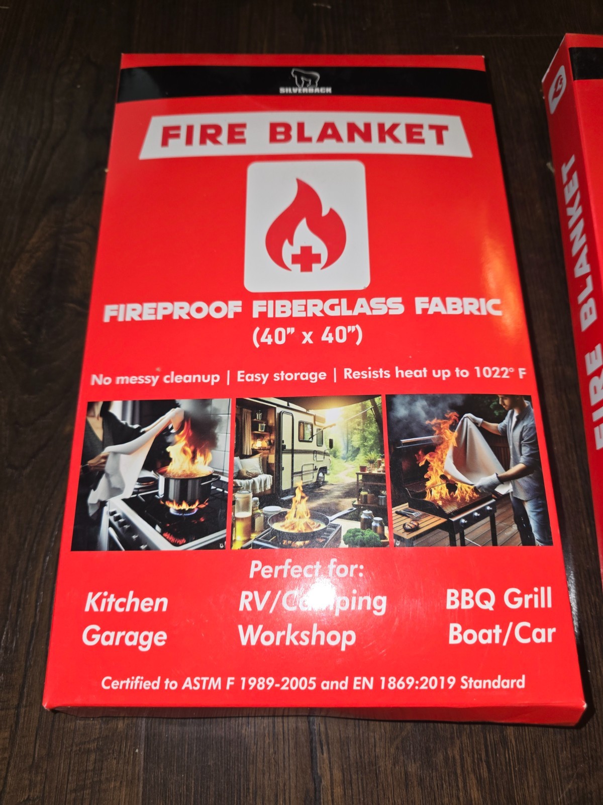 Lot of 2 Silverback 40″ X 40″ Fireproof Fiberglass Fire Blanket New