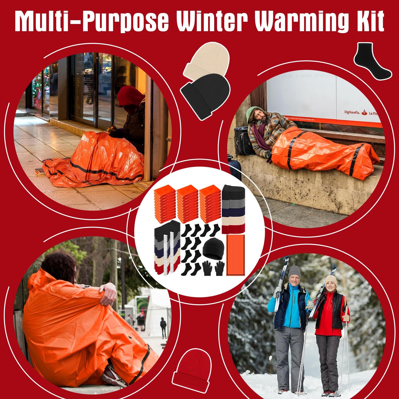 120 Pcs Homeless Care Package Supplies Bulk Winter Emergency Thermal Blankets…