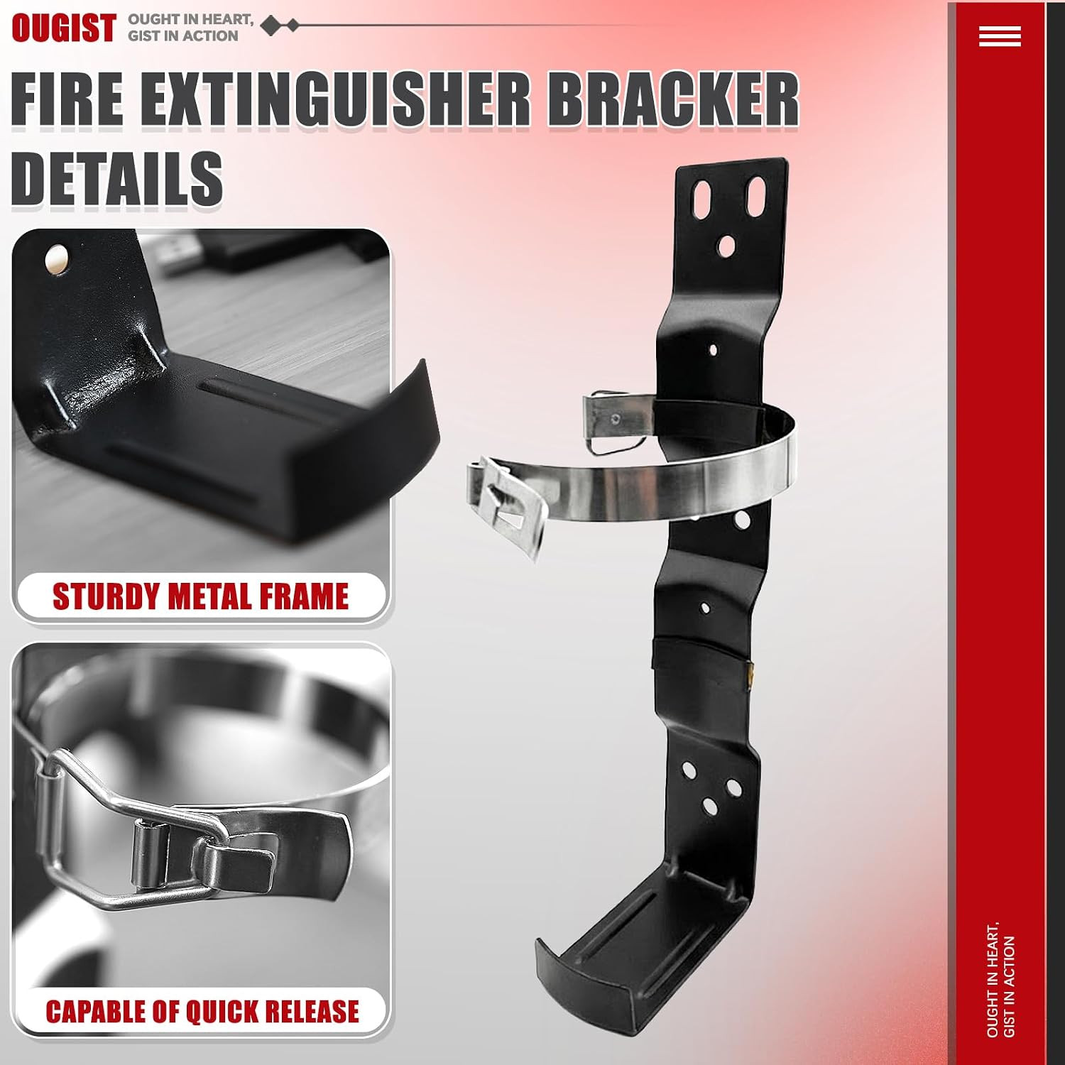 Ougist ABC Fire Extinguisher with Home Wall mount Bracket, Quick-Release Handle,