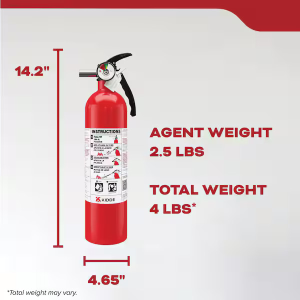 Residential and Kitchen 1-A:10-B:C Class ABC and Class BC 5.5 lbs. Fire Extingui
