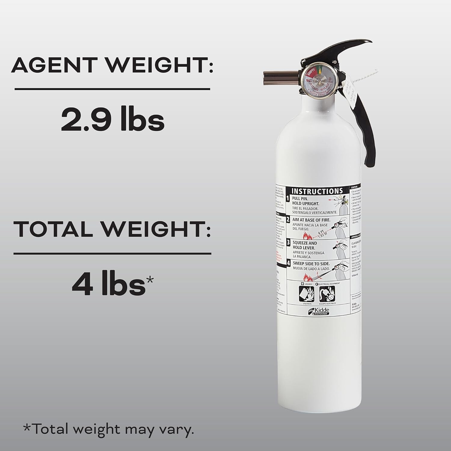 Fire Extinguisher For Car Truck Auto Marine Boat Kidde 3.9Lb 10-B:C Dry chemical