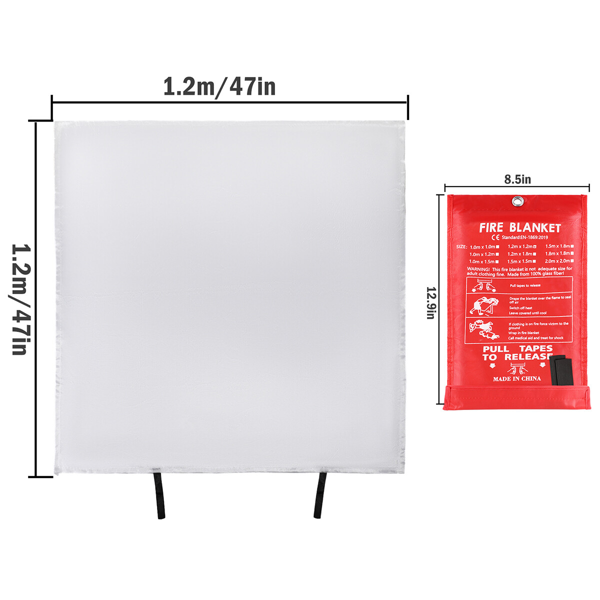 Large Fire Blanket Fireproof Quick-Release 1000°F Resistance fr Home Kitchen Car