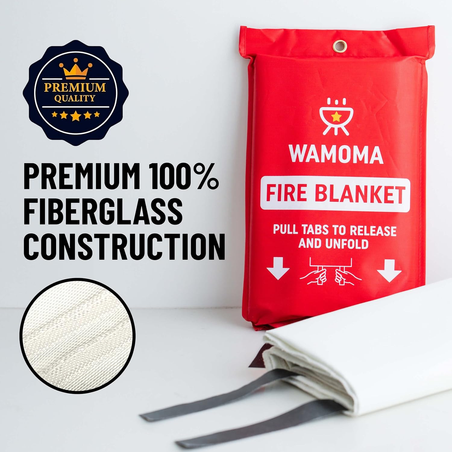 Fire Suppression Blanket with Hooks – Waterproof, Oil-Resistant, Fiberglass Fire