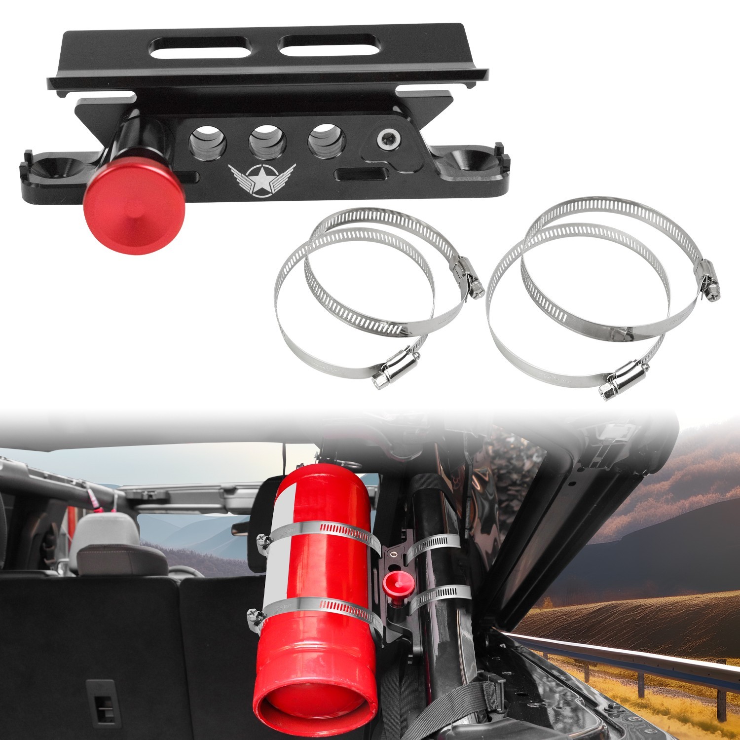 Fire Extinguisher Bracket for Jeep Wrangler Gladiator Ford Bronco Polaris Can Am