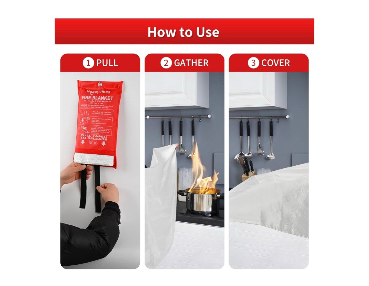 Fire Blanket for Home and Kitchen – Safety Fiberglass Emergency Fire 4 pack