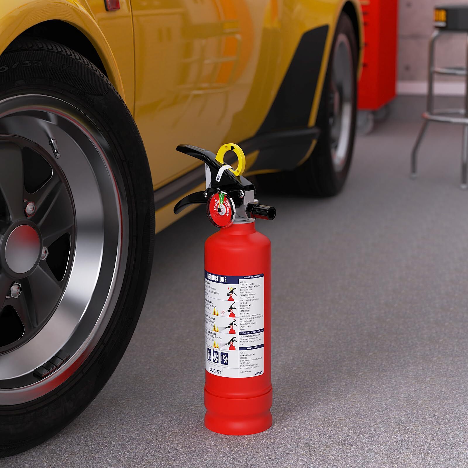 Ougist ABC Dry Powder Fire Extinguisher, 2.5 lb – 1-A:10-B:C Rated, Fire Extingu